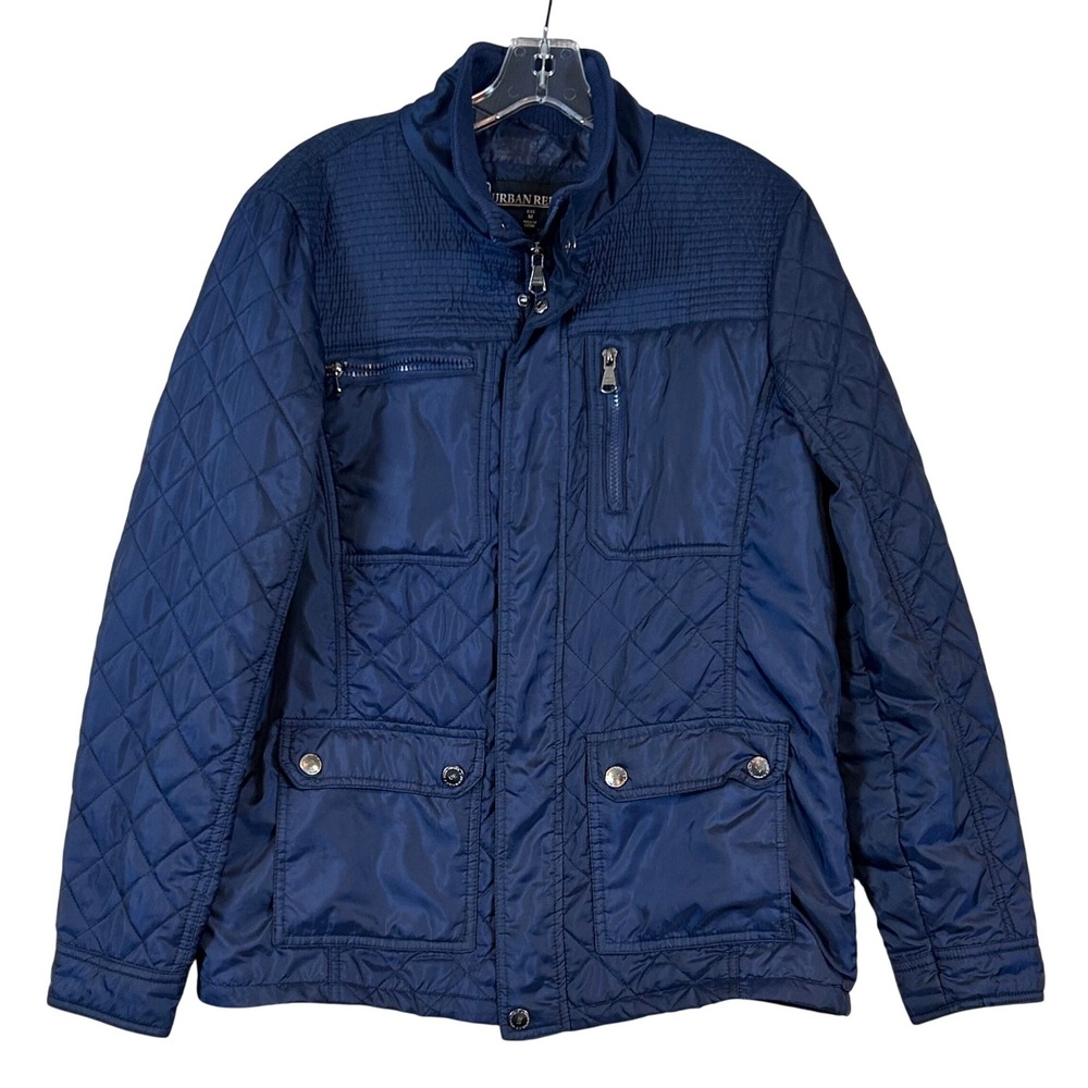 Urban Republic Womens Navy Blue Quilted‎ Field Jacket Size M Full Zip Barn Layer